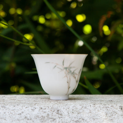 Jingdezhen Porcelain Tea Cup with Thick Bamboo