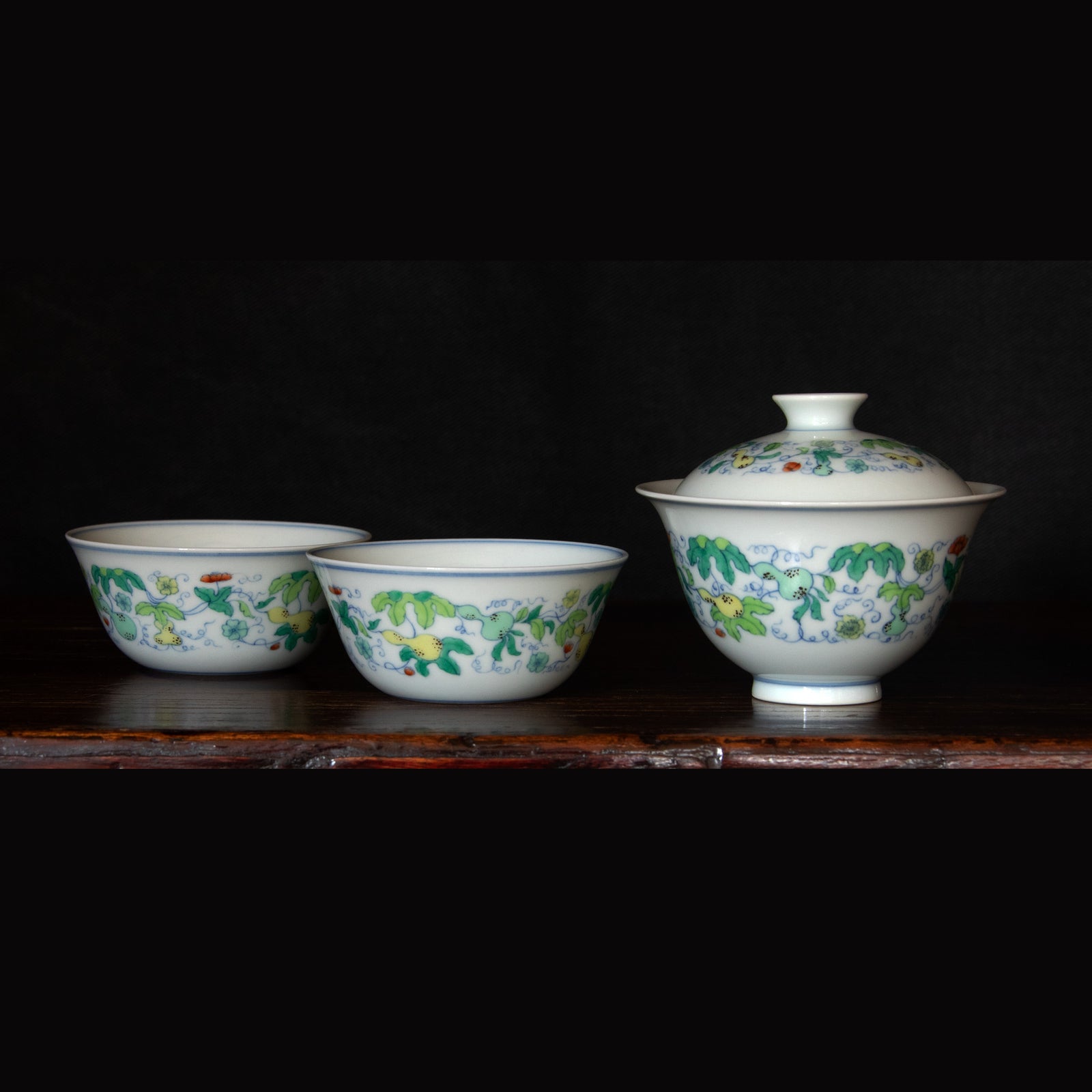 Doucai Porcelain HuLu Gaiwan Set