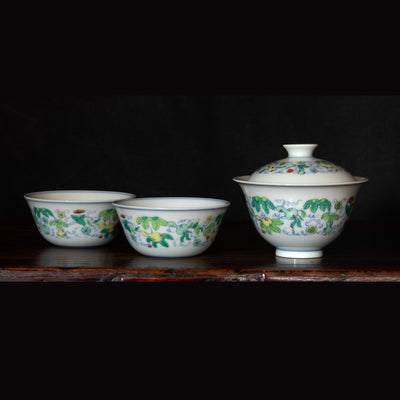 Doucai Porcelain HuLu Gaiwan Set