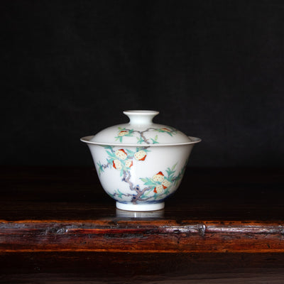 Doucai Porcelain Gaiwan Set with Peach