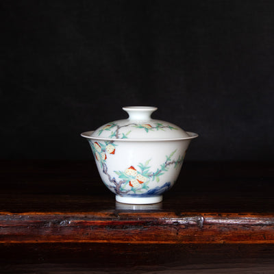 Doucai Porcelain Gaiwan Set with Peach