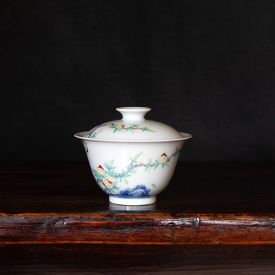 Doucai Porcelain Gaiwan Set with Peach