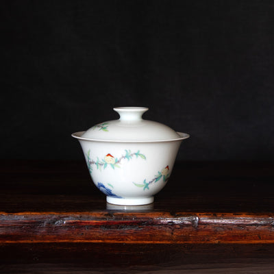 Doucai Porcelain Gaiwan Set with Peach