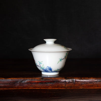 Doucai Porcelain Gaiwan Set with Peach