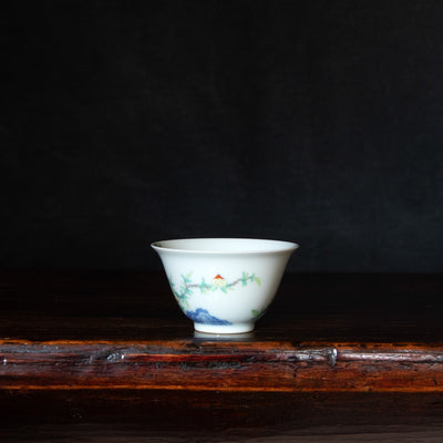 Doucai Porcelain Gaiwan Set with Peach