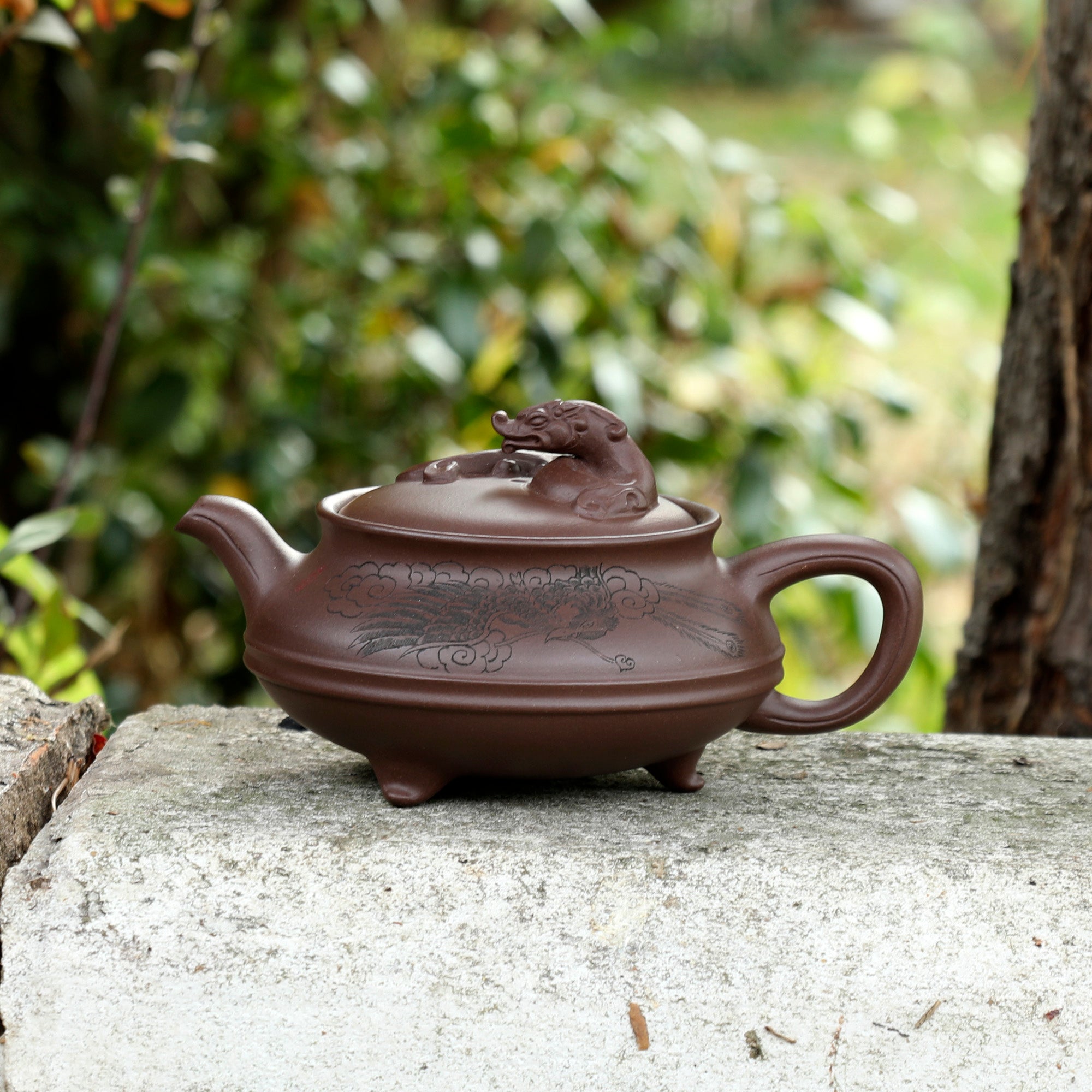 "Dragon and Phoenix" Style Purple Clay Yixing Teapot 300ml