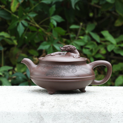 "Dragon and Phoenix" Style Purple Clay Yixing Teapot 300ml