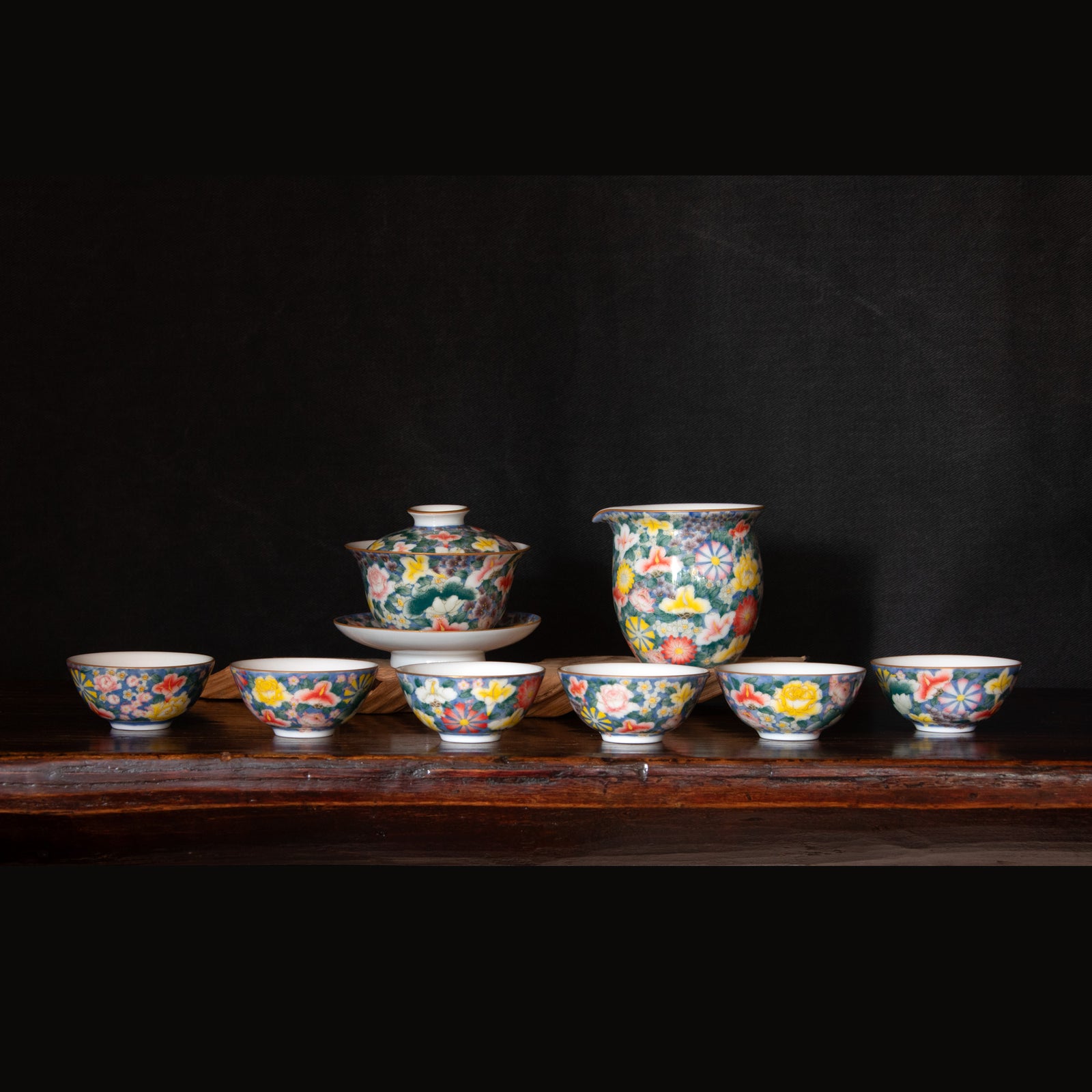 Jingdezhen Porcelain Gaiwan Flower Set