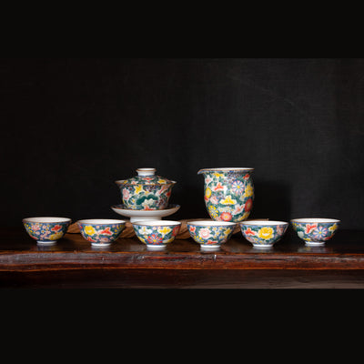 Jingdezhen Porcelain Gaiwan Flower Set