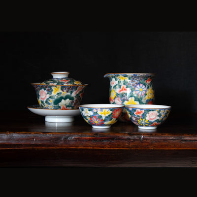 Jingdezhen Porcelain Gaiwan Flower Set