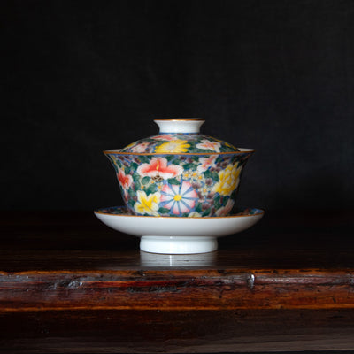 Jingdezhen Porcelain Gaiwan Flower Set