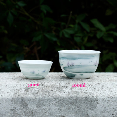 Porcelain Teacup with Scenery 100ml