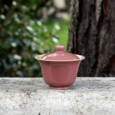 Hand-made Porcelain Begonia Red Gaiwan