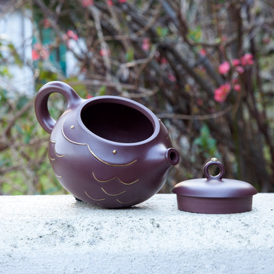 "Wave" Purple clay Yixing Teapot