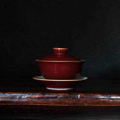 Langyao Red Glaze Porcelain Gaiwan Set