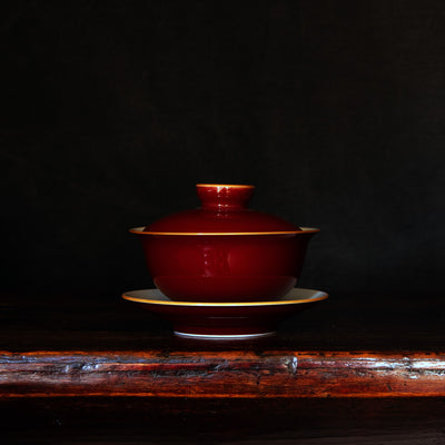 Langyao Red Glaze Porcelain Gaiwan Set