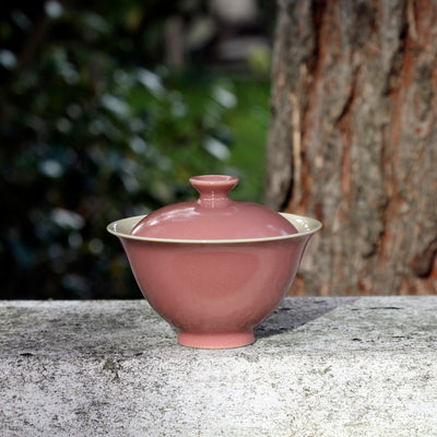 Hand-made Porcelain Begonia Red Gaiwan