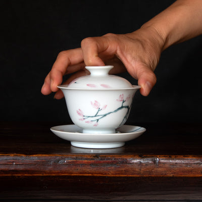 Hand-made Porcelain Magnolia Gaiwan