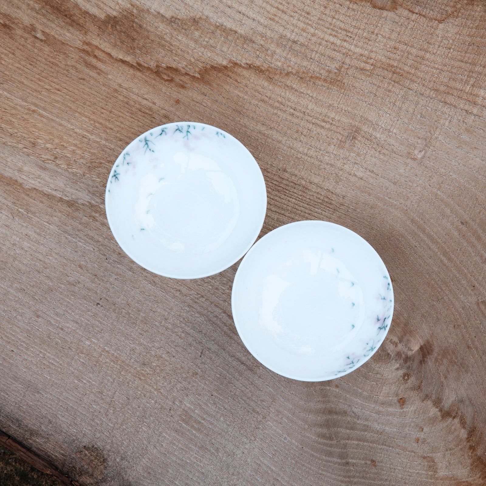 Porcelain Round Teacup (Peach flowers)