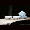 Hand-made Porcelain Gaiwan with swirling clouds